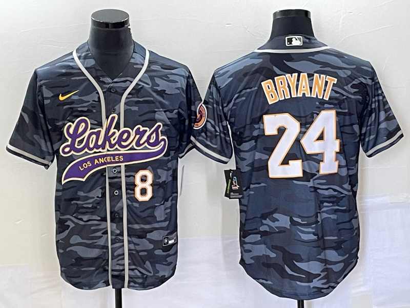 Men Los Angeles Lakers 24 Bryant camo 2023 NBA Jersey style 2
